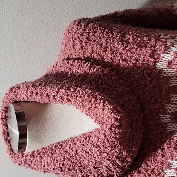 SONOMA XXL Mauve Cowlneck Long Sleeve Fair Isle Sherpa Comfy Cozy Sweater Top - Picture 4 of 13